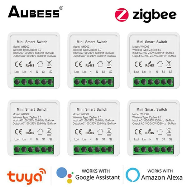 Tuya Zigbee / Wifi MINI Smart Switch 2 Way Control 16A Switch Tuya Smart Home Automation Sensor Works With Alexa Google Home
