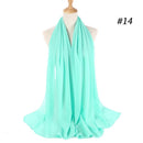 Muslim Bubble Chiffon Hijab Scarf Women Solid Color Soft Long Shawls and Wraps Georgette Head Scarves Ladies Hijabs