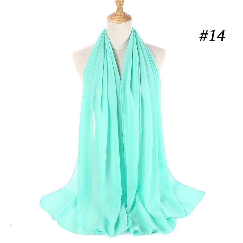 Muslim Bubble Chiffon Hijab Scarf Women Solid Color Soft Long Shawls and Wraps Georgette Head Scarves Ladies Hijabs