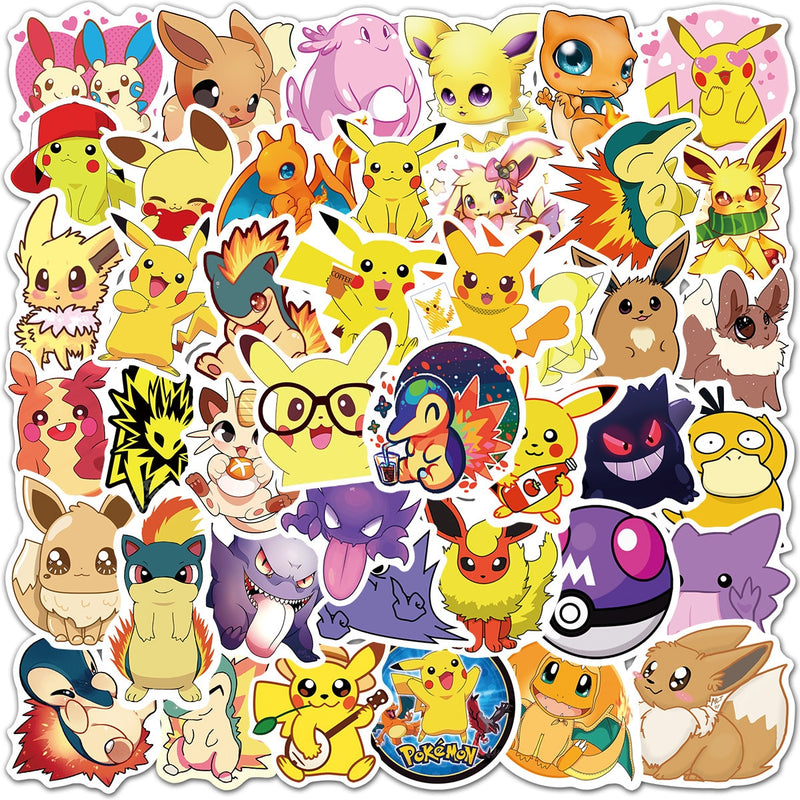 10/50pcs Kawaii Pokemon Anime Stickers Pikachu Stickers Laptop Suitcase Skateboard Guitar Phone Cartoon Stickers Kid Gift Toys