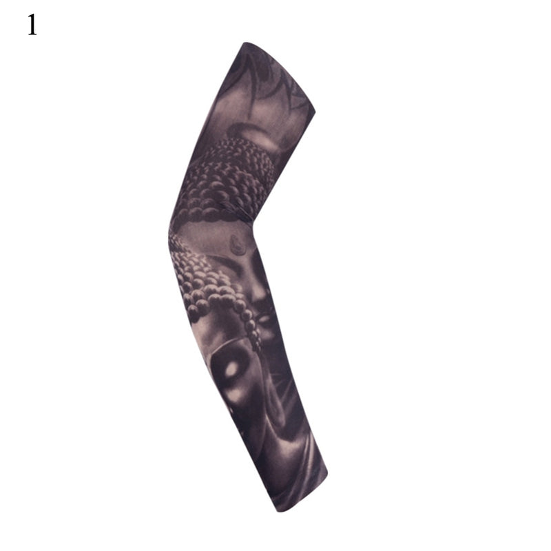 1PC Street Tattoo Arm Sleeves Sun UV Protection Arm Cover Seamless Outdoor Basketball Riding Sunscreen Arm Sleeves For Men Women