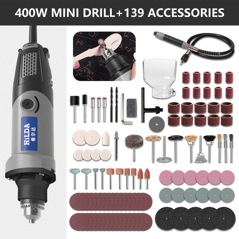 HILDA Electric Drill Mini Engraver Rotary Tool 400W Mini Drill 6 Position Rotary Tools Mini Grinding Machine