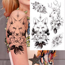 Sexy Flower Temporary Tattoos For Women Body Art Painting Arm Legs Tattoos Sticker Realistic Fake Black Rose Waterproof Tattoos