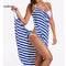 YILINHAN New  Fashion Scarf Women Bathing Suit Bikini Swimwear Striped Sling Cover Up Backless Beach Maxi Dress Wrap Pareo