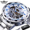 Winner Transparent Fashion Diamond Luminous Gear Movement Royal Design Men Top Brand Luxury Male Mechanical Skeleton Wrist Watch