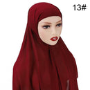 Muslim Chiffon Scarf For Women Fashion Veil Instant Hijab Wrap Headscarf Islam Solid Color Cap Musulman Wrap Scarves 25 Colors
