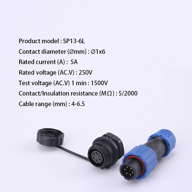 SP13 IP68 waterproof connector male plug &amp; female socket 1/2/3/4/5/6/7/9 pin panel Mount wire cable connector aviation plug