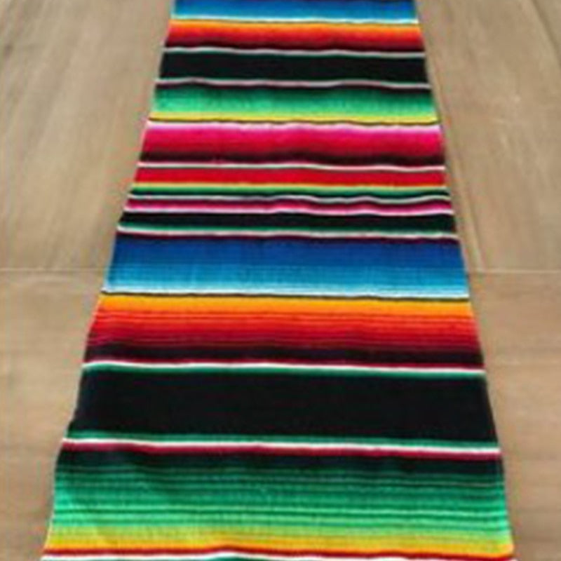 Boho Ethnic Style Beach Blanket Beach Towel Tassels Throw Rug Mexican Style Blankets Picnic Blanket Handmade Striped Tablecloth