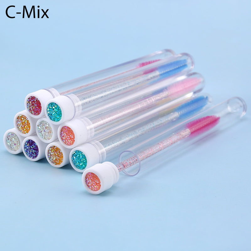 10pcs Pink Eyelashes Brushes Reusable Eyebrow Brush for Eyelash Extension Crystal Eyelash Brush Mascara Tube Make Up Hot Sales
