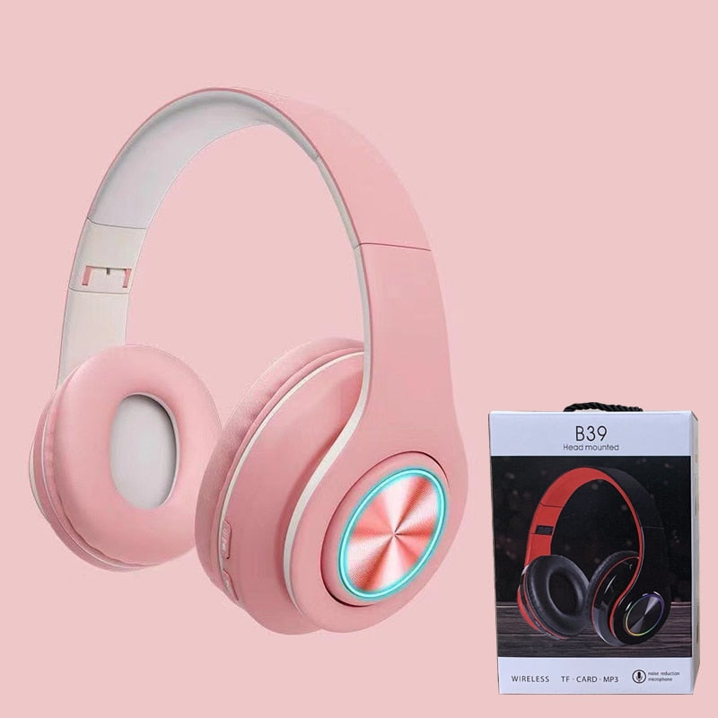 Headsets Gamer Headphones Blutooth Surround Sound Stereo Wireless Earphone USB With MicroPhone Colourful Light PC Laptop Headset