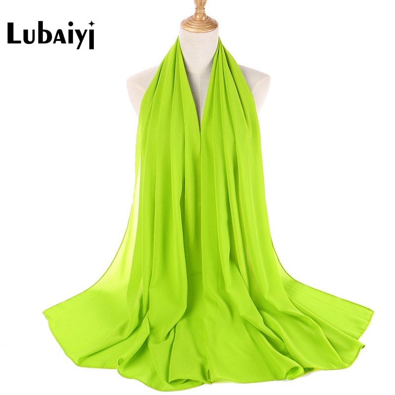 Muslim 2021 New Chiffon Hijab Scarf Women Solid Color Soft Long Shawls and Wraps Islamic Head Scarves Fashion turbante mujer