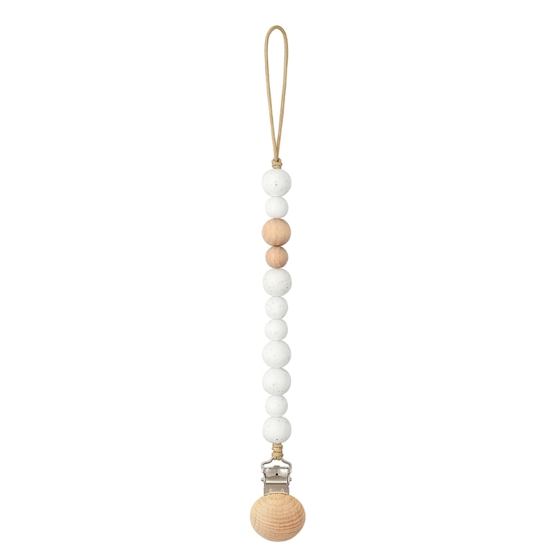 Baby Pacifier Clips Silicone Beads Wooden Ring Pacifier Chain Infant Nipple Appease Soother Chain Clips Dummy Holder Nipple Clip