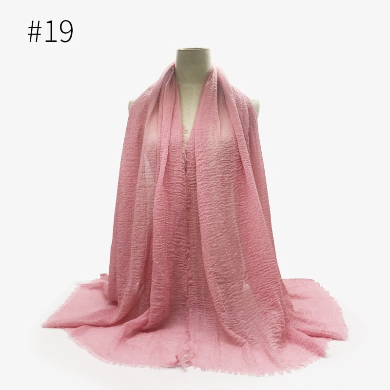 180X95CM Women Classic Muslim Crinkle Hijab Scarf Soft Cotton Head Scarves Turban Shawls Wraps Islamic Headband Femme Musulman