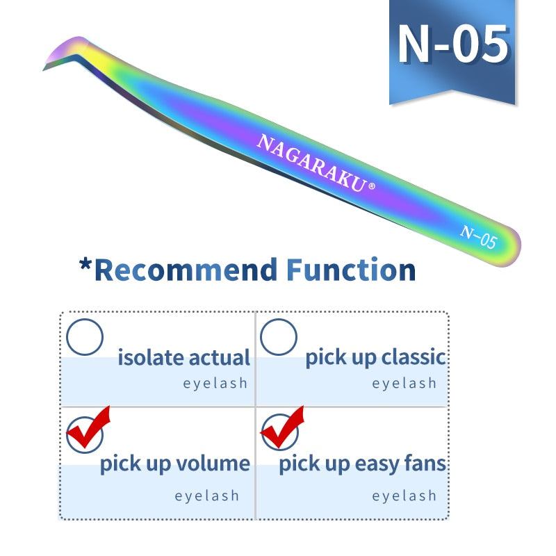 NAGARAKU Eyelash Extension Tweezers False Eyelashes Makeup Stainless Steel Professional Tweezer 3D Accurate Pincet