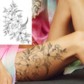 Sexy Flower Temporary Tattoos For Women Body Art Painting Arm Legs Tattoos Sticker Realistic Fake Black Rose Waterproof Tattoos