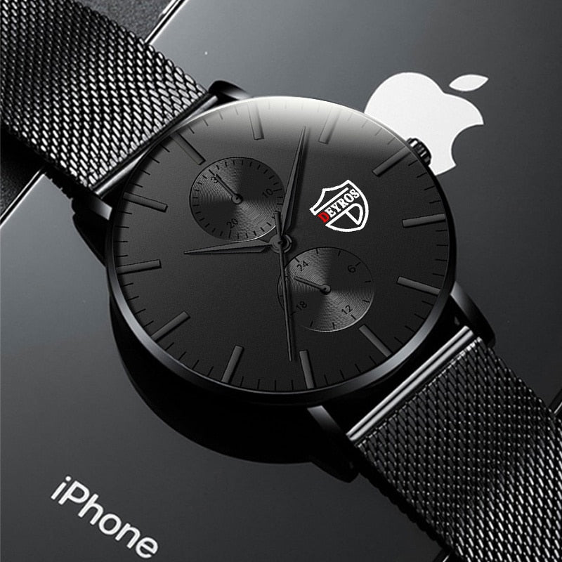 reloj hombre 2022 Mens Fashion Ultra-thin Watches Men Business Casual Stainless Steel Mesh Belt Quartz Watch relogio masculino