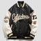 American retro letter embroidery leather jackets coats women&#39;s 2021 new street trend all-match baseball uniform couple loose top