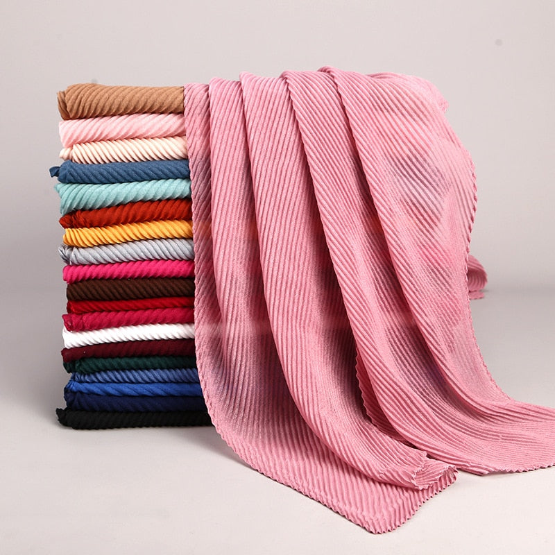 2021 NEW Flocked Bubble Cotton Scarf Hijabs For Muslim Women Soild Color Breathable Islamic Headscarf Arab Head Scarves