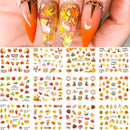 12 Designs Nail Stickers Set Mixed Floral Geometric Nail Art Water Transfer Decals Sliders Flower Leaves Manicures Decoration