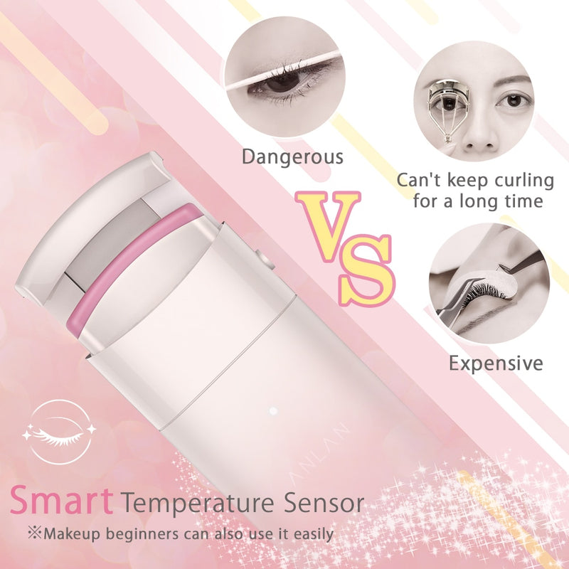 ANLAN Electric Heated Eyelash Curler Long-Lasting Curl Electric Eye Lash Perm Eyelashes Clip Eyelash Curler Device Makeup Tools