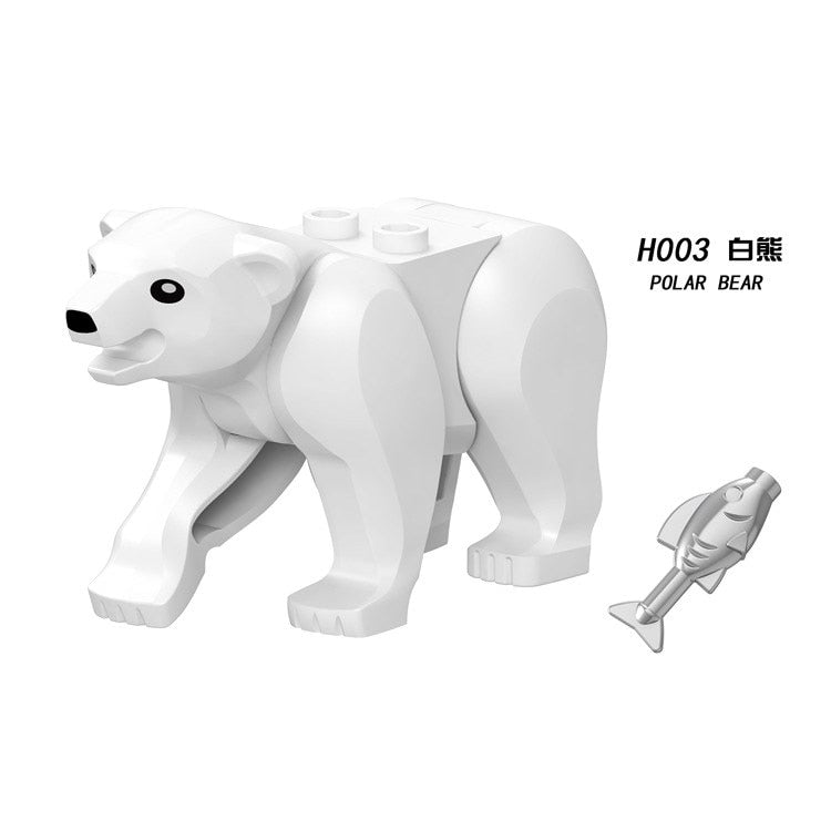 Animals Figures Dinosaurs Tiger Shark Wolf Monkey Giraffe Dinosaur Figure Model Building Blocks Toys for Children Kids Gifts