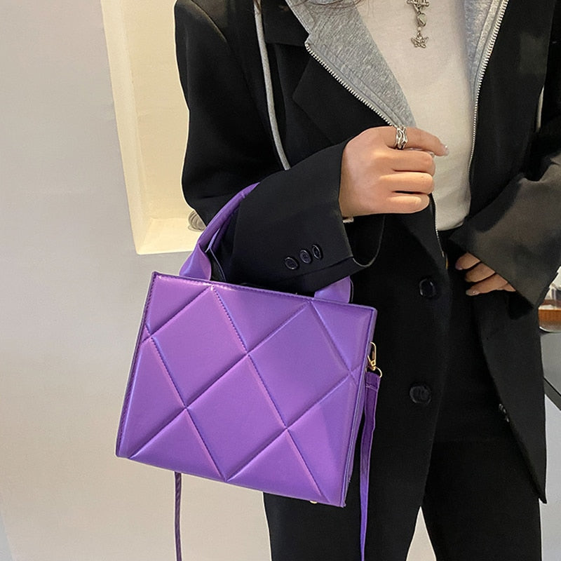 2022 New Spring Women Shoulder Bag Trendy Plaid Pu Leather Crossbody Bags Fashion Ladies Handbags Brand Designer Top Handle Bag