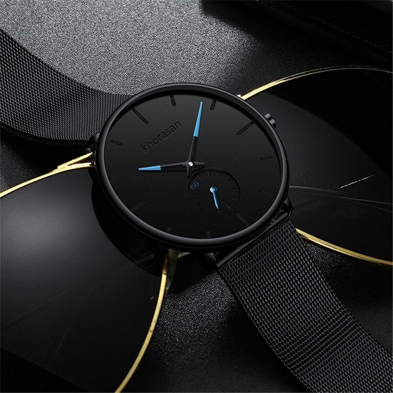 2022 Mens Fashion Minimalist Watches Men Business Casual Quartz Watch Simple Male Stainless Steel Mesh Band Clock reloj hombre