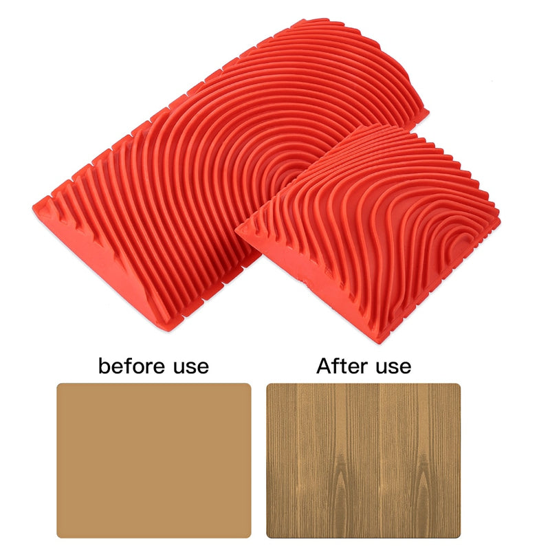 2Pcs Rubber Roller Brush Imitation Wood Graining Wall Painting Home Decoration Art Embossing DIY Brushing Painting Tools Sets