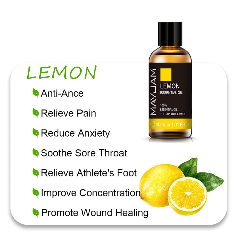 MAYJAM 10ml 30ml 100ml Essential Oils For Humidifier Diffuser Lavender Jasmine Eucalyptus Ylang Ylang Vanilla Tea Tree Aroma Oil