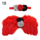 2pcs/set Cute Newborn Angel Feather Wings with Baby Girl Rose Flower Headband Hair Accessories for Infant Photography Props