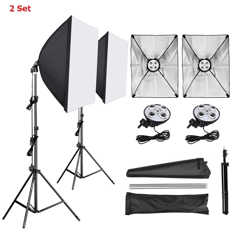 Photo Studio Softbox 50*70cm Diffuser 4 in 1 Socket E27 Lamp Holder 2M Light Stand Tripod Photo Studio Kit for Photography Video