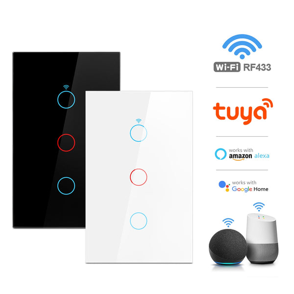 WiFi Light Swith Tuya Smart Life Touch Wall Switch Glass Panel App Remote Voice Control Works with Alexa Google Home 110V 220V