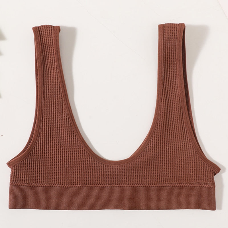 Sexy Seamless Bra Wire Free Brassiere Rib Bralette Women&