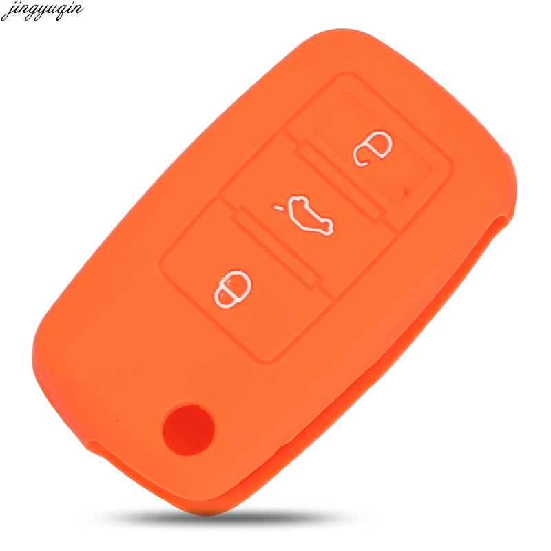 Jingyuqin 2/3B Silicone Car Key Cover For Volkswagen VW Golf 4 5 6 7 Jetta POLO Passat Superb Tiguan Beetle Touran Skoda Seat