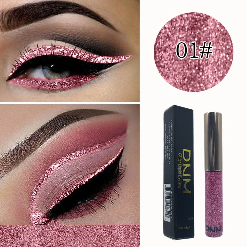 DNM 16 Color Glitter Liquid Eyeliner Pearlescent Sequins Bright Eye Shadow Shiny Long Lasting Waterproof Eyeshadow Makeup TSLM1