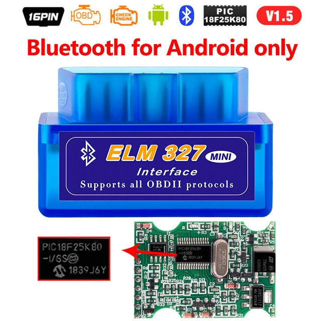 ELM327 OBD2 Scanner V1.5 PIC18F25K80 BT/WIFI Car Diagnostic Tools Auto ELM 327 OBDII Code Reader  Work Android/IOS/Windows 12V