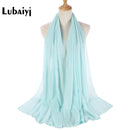 Muslim 2021 New Chiffon Hijab Scarf Women Solid Color Soft Long Shawls and Wraps Islamic Head Scarves Fashion turbante mujer