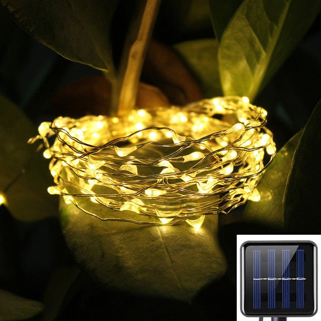Solar Garden Festoon String Lights Outdoor Waterproof Street Fairy Garland New Year Party Christmas Backyards Decoration Lamp
