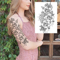 Sexy Flower Temporary Tattoos For Women Body Art Painting Arm Legs Tattoos Sticker Realistic Fake Black Rose Waterproof Tattoos