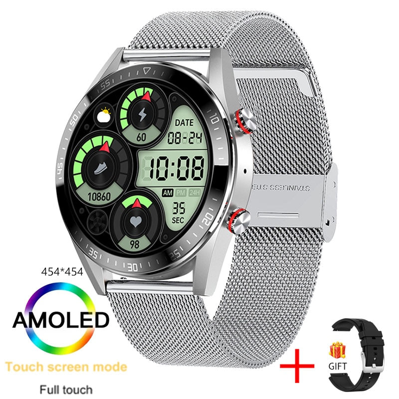 2022 New 454*454 Screen Smart Watch Always Display The Time Bluetooth Call Local Music Smartwatch For Mens Android TWS Earphones