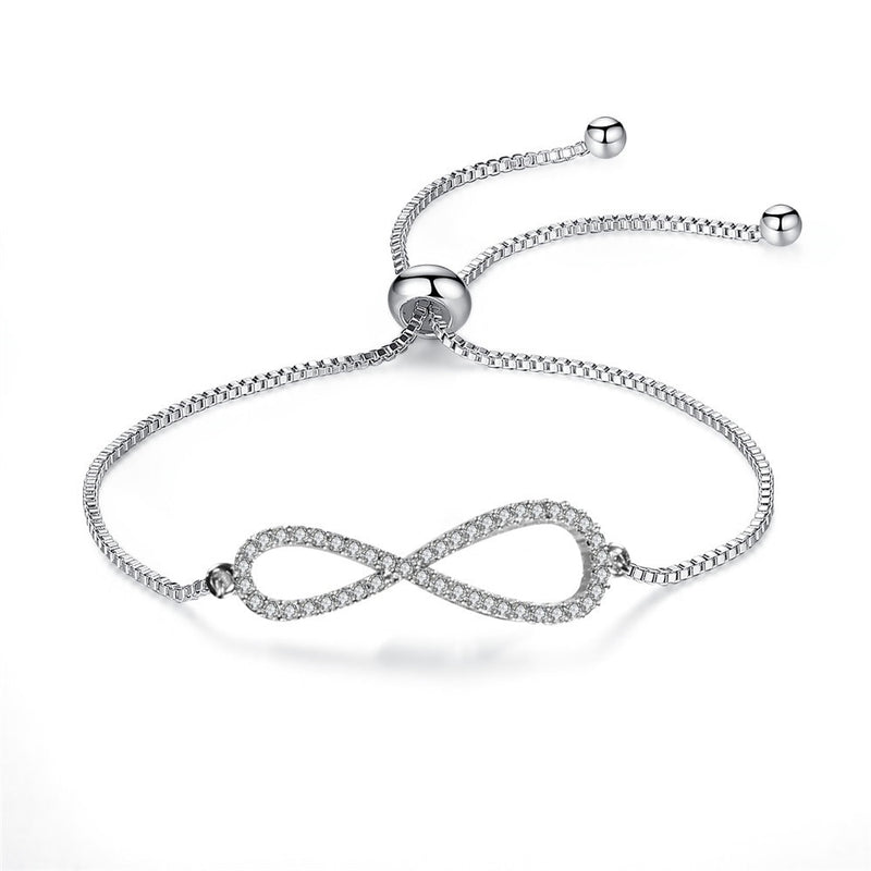SIPENGJEL Fashion Stainless Steel Endless Love Infinity Chain Bracelets On Hand Adjustable Bracelets For Woman Party Jewelry