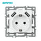 SRAN F6 Series White Crystal Tempered Glass Panel Light switch eu french wall socket usb tv rj45 rj11 Sensor switch Module DIY