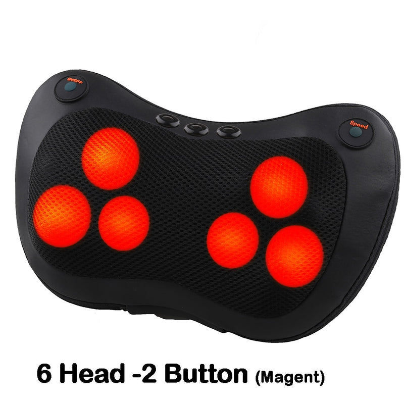 Head Neck Massager Car Home Cervical Shiatsu Massage Neck Back Waist Body Electric Multifunctional Massage Pillow Cushion