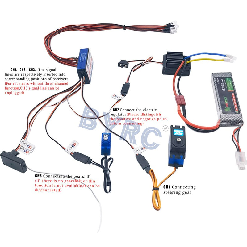 Simulation Flash Light 12 LED Lighting Kit Steering Brake for 1/10 Scale Models RC Car Yokomo Tamiya HSP HPI AXIAL RC4WD Trx