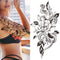 Death Skull Flower Temporary Tattoo For Women Girls Snake Bird Peony Tattoo Sticker Black Fake Blossom Sexy Tatoo Transfer Adult