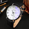 Men Watch Roman Numerals Blu-Ray Faux Leather Band Quartz Analog Business WristWatch