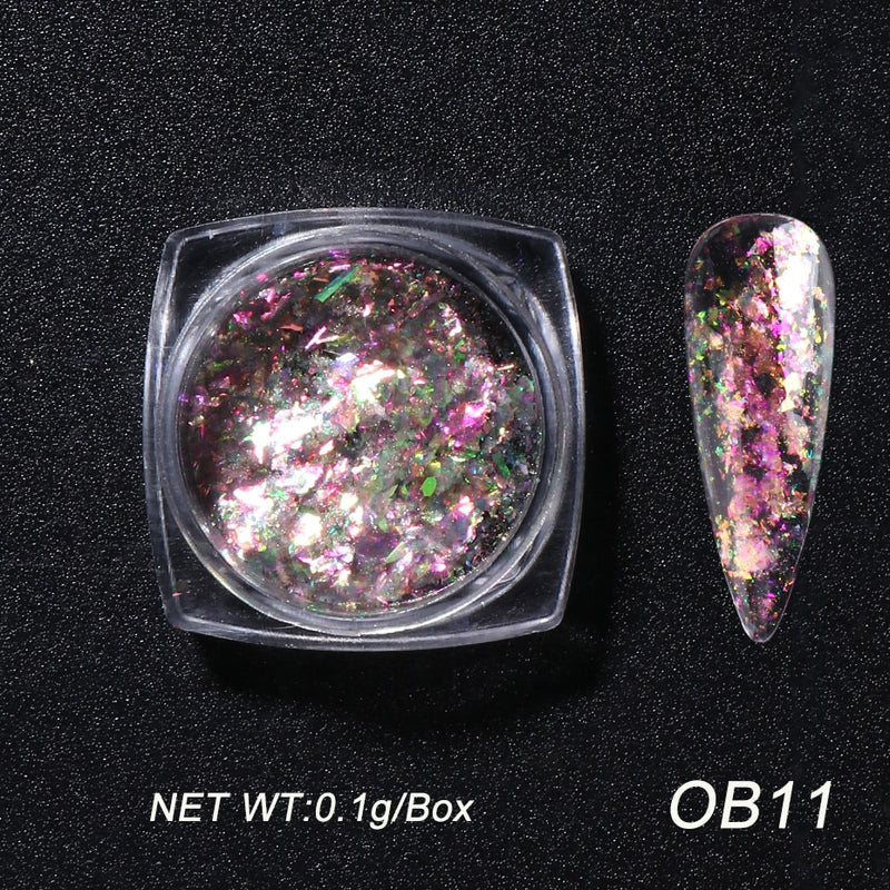 Crystal Fire Opal Flakes Nail Sequins Purple Holographic Glitter DIY Chrome Powder for Spring Nails Manicure Paillettes GL1857