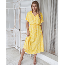 2021 Summer Polka Dot Dress Ladies Leopard Print Shirt Dress, Bohemian, Mid-length, High Waist, Beachwear, Vacation, Summer