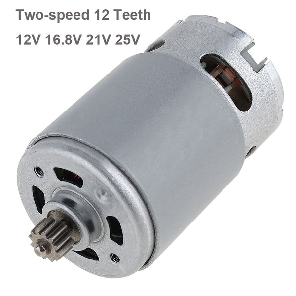 1pc RS550 12V 16.8V 21V 25V 19500 RPM DC Motor with Two-speed 12 Teeth and High Torque Gear Box for Electric Drill / Screwdriver