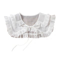 Royal Style Cotton Fake Collar Shawl Wrap Hollow Out Floral Lace Ruffled Trim Necklace Pointed Triangle Lapel Blouse